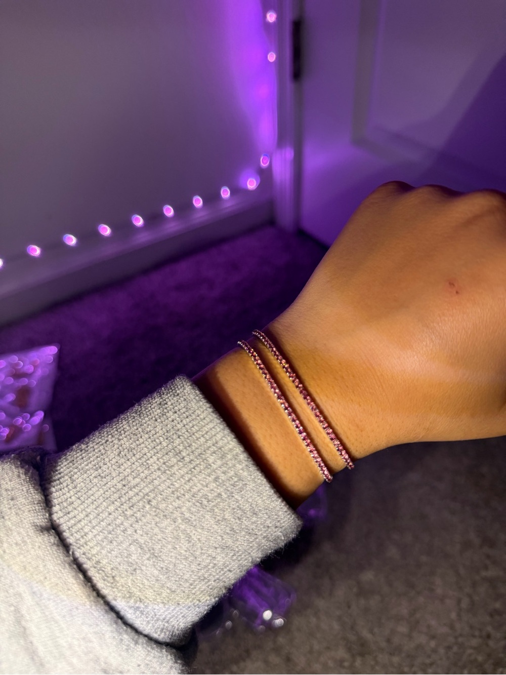 3 piece thin !! Delicate Pink Crystal Wrap Bracelet - Women's Jewelry